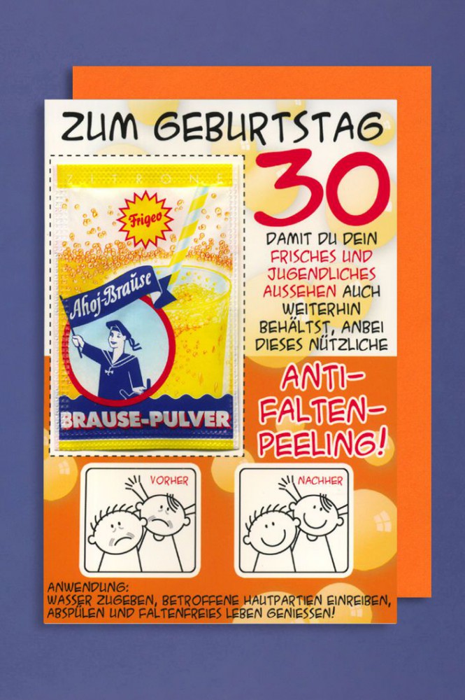 Grußkarte 30 Geburtstag Karte Humor Applikation Brause Pulver C6 506822