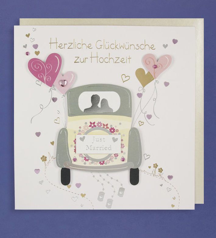 Hochzeit Grußkarte Handmade Applikation Glückwünsche Just Married